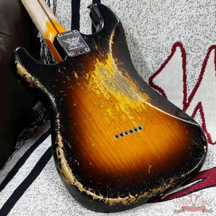 Fender Custom Shop Limited Edition 70th Anniversary 1954 Stratocaster Hardtail Super Heavy Relic Wide Fade 2 Tone Sunburst 6.90 LBS - Image 12