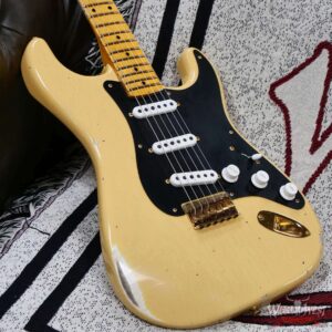 Fender Custom Shop Limited Edition 70th Anniversary 1954 Stratocaster Hardtail Relic Nocaster Blonde with Black Pickguard & Gold Hardware 7.10 LBS - Image 8