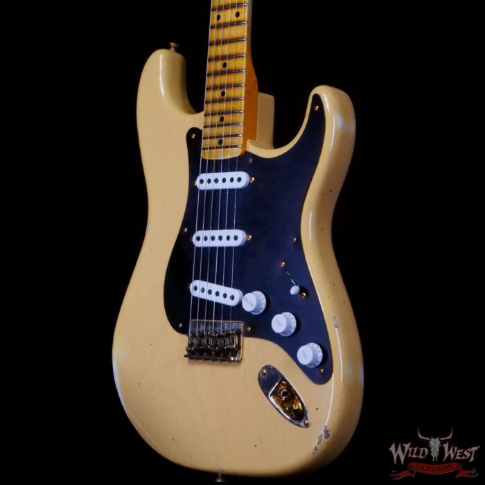 Fender Custom Shop Limited Edition 70th Anniversary 1954 Stratocaster Hardtail Relic Nocaster Blonde with Black Pickguard & Gold Hardware 6.90 LBS - Image 2