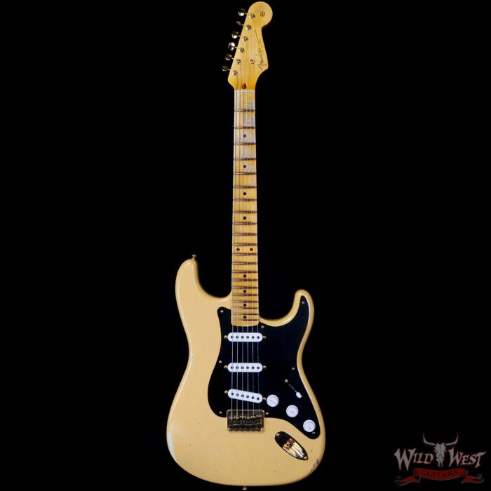 Fender Custom Shop Limited Edition 70th Anniversary 1954 Stratocaster Hardtail Relic Nocaster Blonde with Black Pickguard & Gold Hardware 6.90 LBS - Image 3