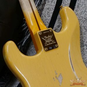 Fender Custom Shop Limited Edition 70th Anniversary 1954 Stratocaster Hardtail Relic Nocaster Blonde with Black Pickguard & Gold Hardware 6.90 LBS - Image 13
