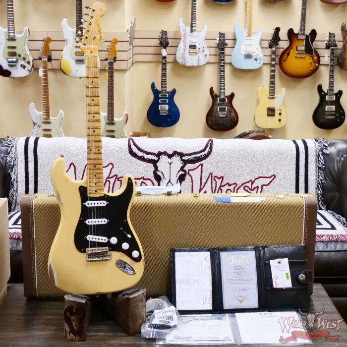 Fender Custom Shop Limited Edition 70th Anniversary 1954 Stratocaster Relic Nocaster Blonde with Black Pickguard 7.55 LBS - Image 6