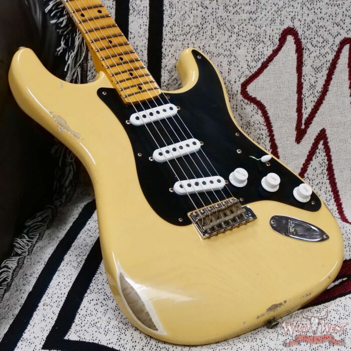 Fender Custom Shop Limited Edition 70th Anniversary 1954 Stratocaster Relic Nocaster Blonde with Black Pickguard 7.55 LBS - Image 8