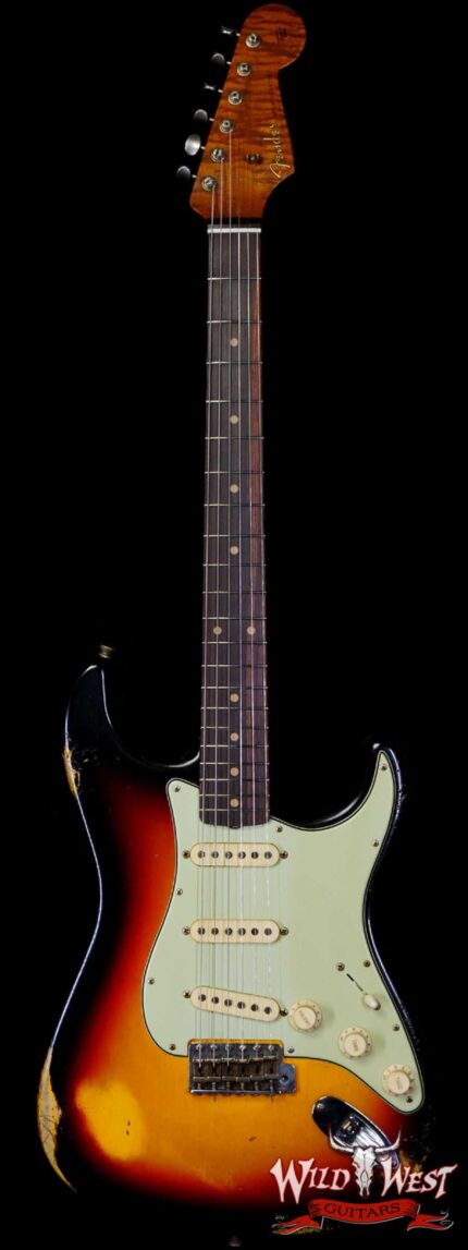 Fender Custom Shop Andy Hicks Masterbuilt 1961 Stratocaster Roasted Flame Maple Neck Brazilian Rosewood Board Relic 3-Color Sunburst