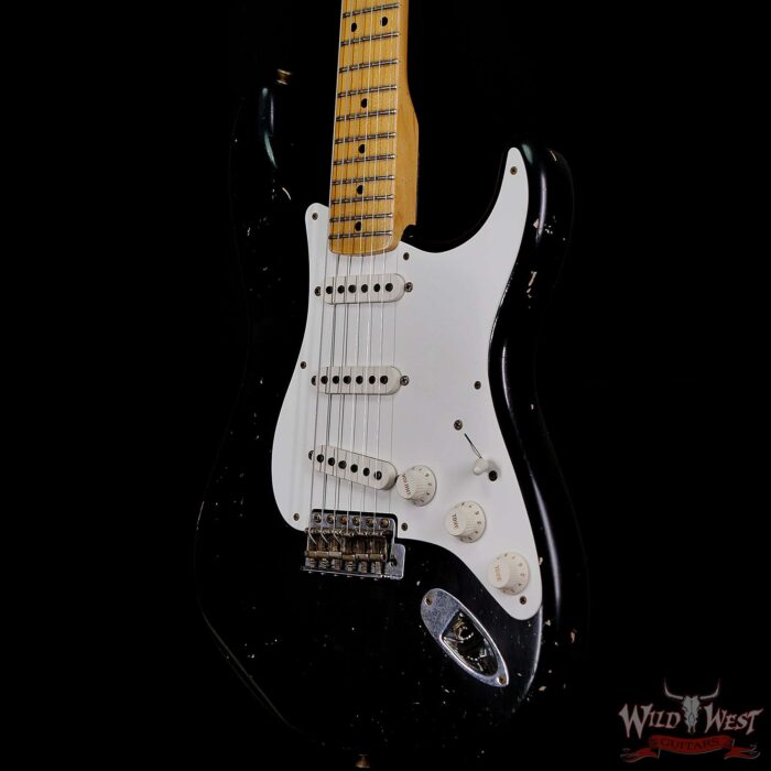 Fender Custom Shop Dennis Galuszka Masterbuilt 1955 Stratocaster Hand-Wound Pickups Journeyman Relic Black - Image 2