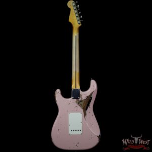 Fender Custom Shop Dennis Galuszka Masterbuilt 1956 HSS Stratocaster Heavy Relic Shell Pink over Black - Image 5