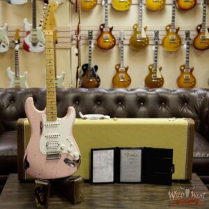 Fender Custom Shop Dennis Galuszka Masterbuilt 1956 HSS Stratocaster Heavy Relic Shell Pink over Black - Image 11