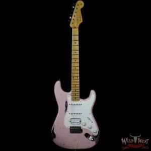 Fender Custom Shop Dennis Galuszka Masterbuilt 1956 HSS Stratocaster Heavy Relic Shell Pink over Black - Image 4