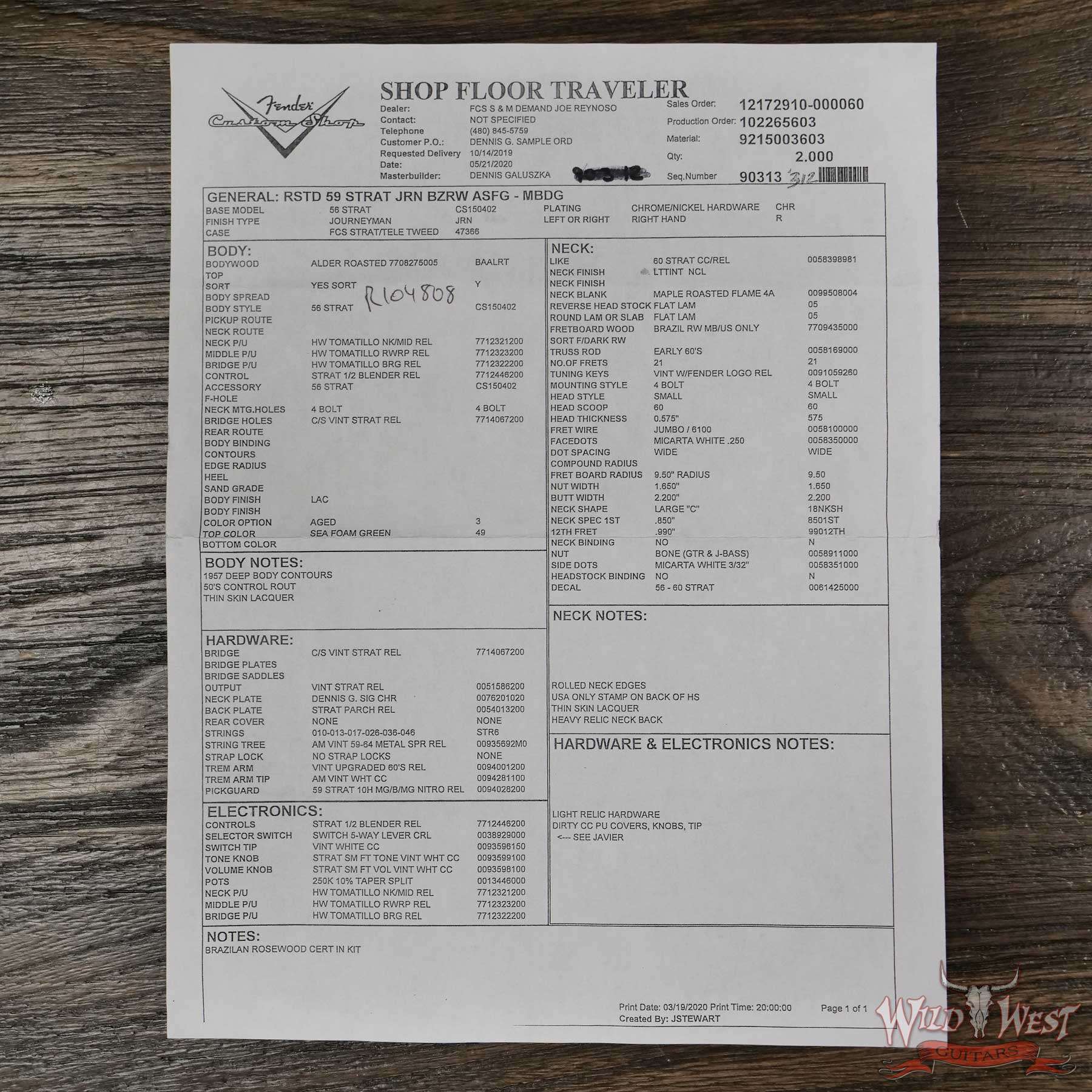 fendercs-mbdg-1957stratbrz-jm-r104808-coa2__wwg.jpg Fender Custom Shop Dennis Galuszka Masterbuilt Roasted 1959 Stratocaster Journeyman Relic Brazilian Rosewood Slab Board Hand-Wound Pickups Aged Surf Green - Image 14