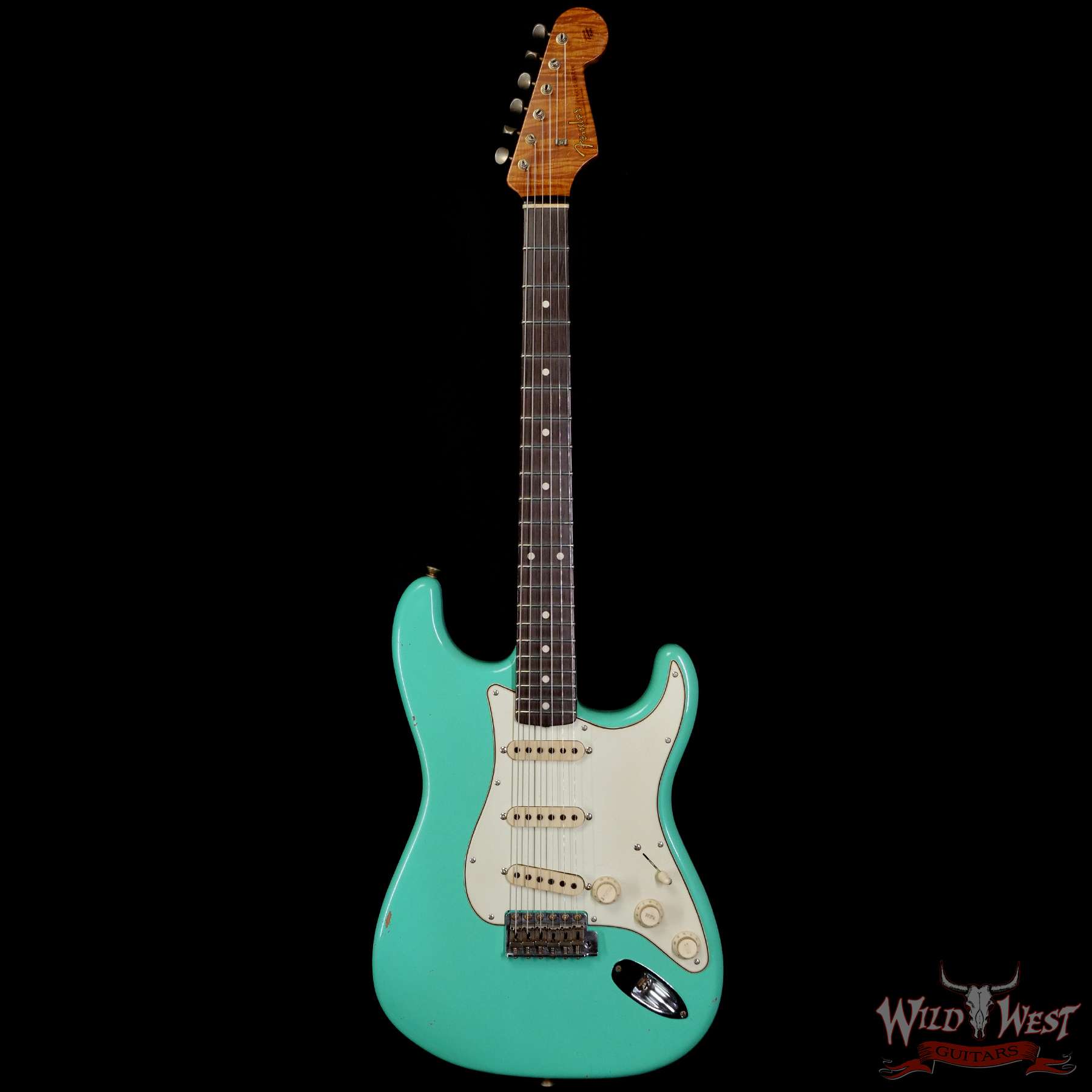 fendercs-mbdg-1957stratbrz-jm-r104808-f__wwg.jpg Fender Custom Shop Dennis Galuszka Masterbuilt Roasted 1959 Stratocaster Journeyman Relic Brazilian Rosewood Slab Board Hand-Wound Pickups Aged Surf Green - Image 3