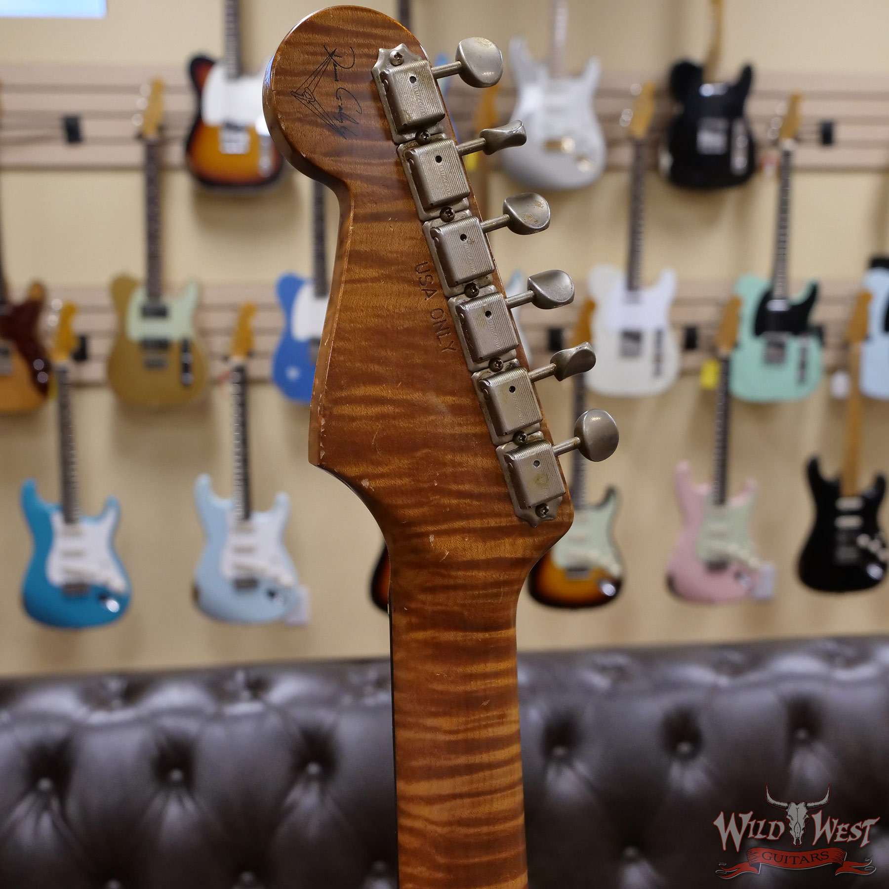 fendercs-mbdg-1957stratbrz-jm-r104808-hb__wwg.jpg Fender Custom Shop Dennis Galuszka Masterbuilt Roasted 1959 Stratocaster Journeyman Relic Brazilian Rosewood Slab Board Hand-Wound Pickups Aged Surf Green - Image 11