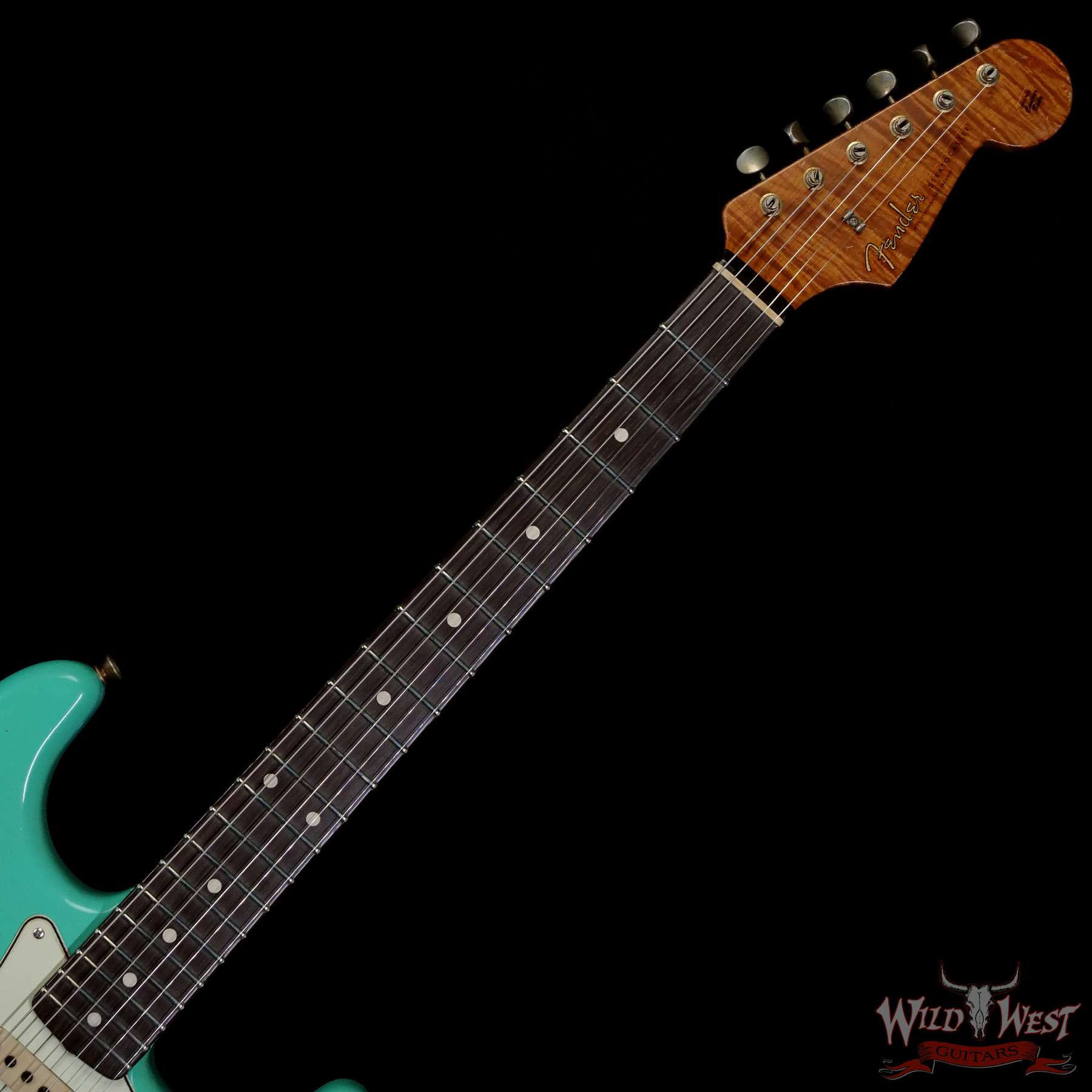 fendercs-mbdg-1957stratbrz-jm-r104808-nf__wwg.jpg Fender Custom Shop Dennis Galuszka Masterbuilt Roasted 1959 Stratocaster Journeyman Relic Brazilian Rosewood Slab Board Hand-Wound Pickups Aged Surf Green - Image 4