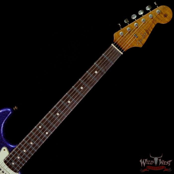 Fender Custom Shop Dennis Galuszka Masterbuilt Roasted 1959 Stratocaster Brazilian Rosewood Slab Board Hand-Wound PUs Journeyman Relic Purple Sparkle - Image 4