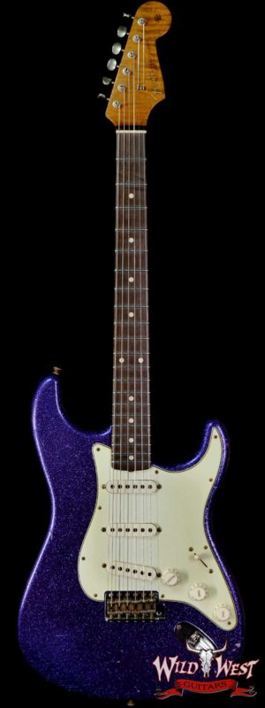 Fender Custom Shop Dennis Galuszka Masterbuilt Roasted 1959 Stratocaster Brazilian Rosewood Slab Board Hand-Wound PUs Journeyman Relic Purple Sparkle