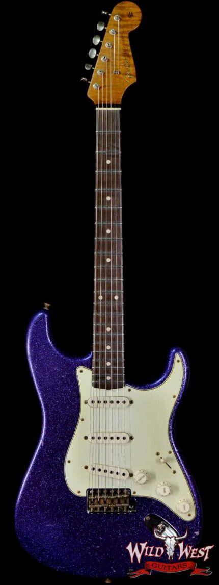 Fender Custom Shop Dennis Galuszka Masterbuilt Roasted 1959 Stratocaster Brazilian Rosewood Slab Board Hand-Wound PUs Journeyman Relic Purple Sparkle