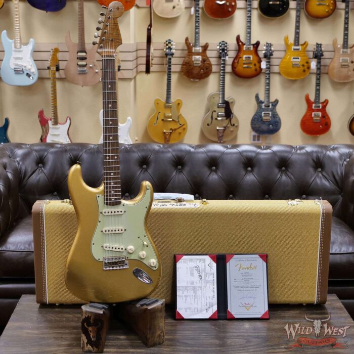 Fender Custom Shop Dennis Galuszka Masterbuilt Roasted 1959 Stratocaster Brazilian Rosewood Slab Board Hand-Wound PUs Journeyman Relic Aged Aztec Gold - Image 6