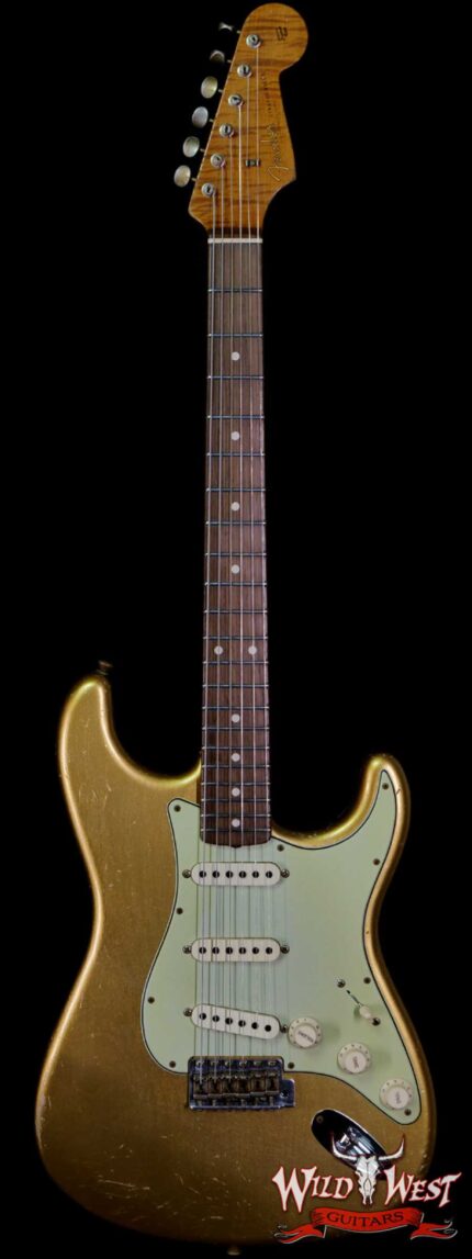 Fender Custom Shop Dennis Galuszka Masterbuilt Roasted 1959 Stratocaster Brazilian Rosewood Slab Board Hand-Wound PUs Journeyman Relic Aged Aztec Gold