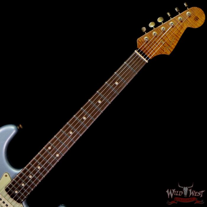 Fender Custom Shop Dennis Galuszka Masterbuilt Roasted 1959 Stratocaster Brazilian Rosewood Slab Board Hand-Wound PUs Journeyman Relic Aged Blue Ice Metallic - Image 4