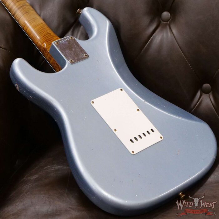 Fender Custom Shop Dennis Galuszka Masterbuilt Roasted 1959 Stratocaster Brazilian Rosewood Slab Board Hand-Wound PUs Journeyman Relic Aged Blue Ice Metallic - Image 11