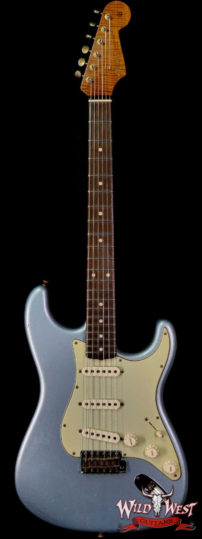 Fender Custom Shop Dennis Galuszka Masterbuilt Roasted 1959 Stratocaster Brazilian Rosewood Slab Board Hand-Wound PUs Journeyman Relic Aged Blue Ice Metallic - Image 1