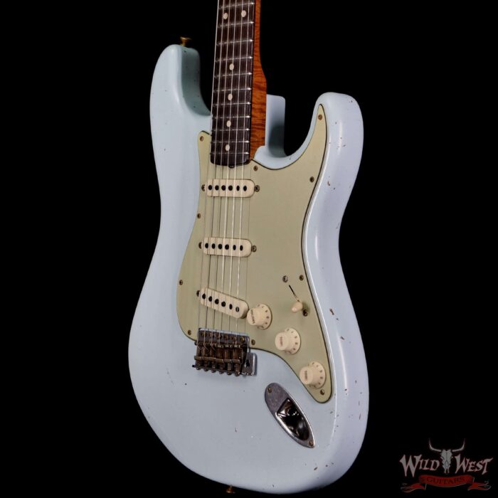 Fender Custom Shop Dennis Galuszka Masterbuilt Roasted 1959 Stratocaster Brazilian Rosewood Slab Board Hand-Wound PUs Journeyman Relic Aged Sonic Blue - Image 2
