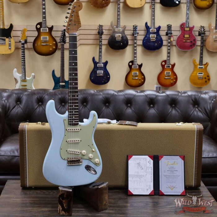 Fender Custom Shop Dennis Galuszka Masterbuilt Roasted 1959 Stratocaster Brazilian Rosewood Slab Board Hand-Wound PUs Journeyman Relic Aged Sonic Blue - Image 6
