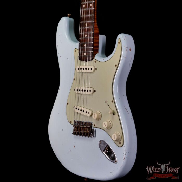 Fender Custom Shop Dennis Galuszka Masterbuilt Roasted 1959 Stratocaster Brazilian Rosewood Slab Board Hand-Wound PUs Journeyman Relic Aged Sonic Blue - Image 2