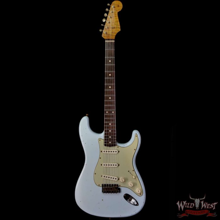 Fender Custom Shop Dennis Galuszka Masterbuilt Roasted 1959 Stratocaster Brazilian Rosewood Slab Board Hand-Wound PUs Journeyman Relic Aged Sonic Blue - Image 3