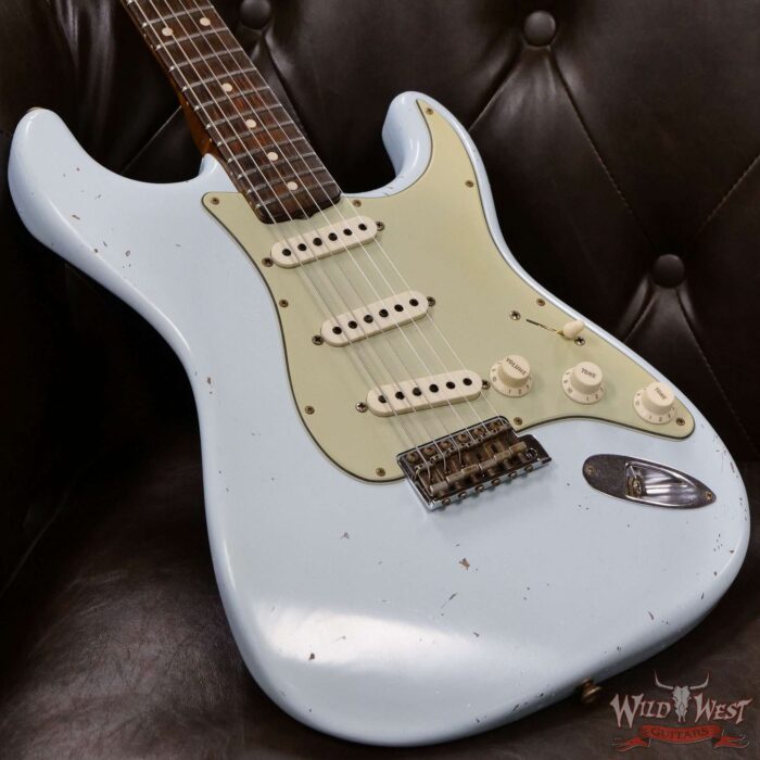 Fender Custom Shop Dennis Galuszka Masterbuilt Roasted 1959 Stratocaster Brazilian Rosewood Slab Board Hand-Wound PUs Journeyman Relic Aged Sonic Blue - Image 8