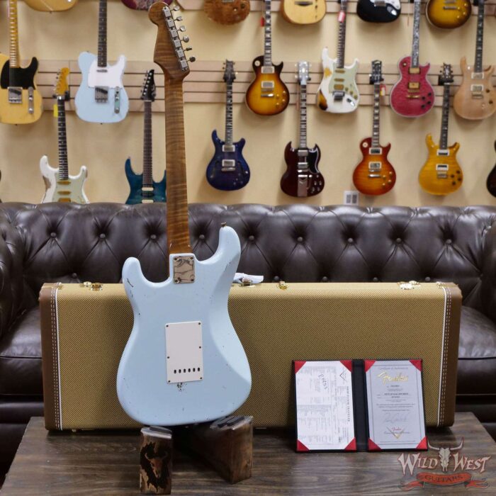 Fender Custom Shop Dennis Galuszka Masterbuilt Roasted 1959 Stratocaster Brazilian Rosewood Slab Board Hand-Wound PUs Journeyman Relic Aged Sonic Blue - Image 9