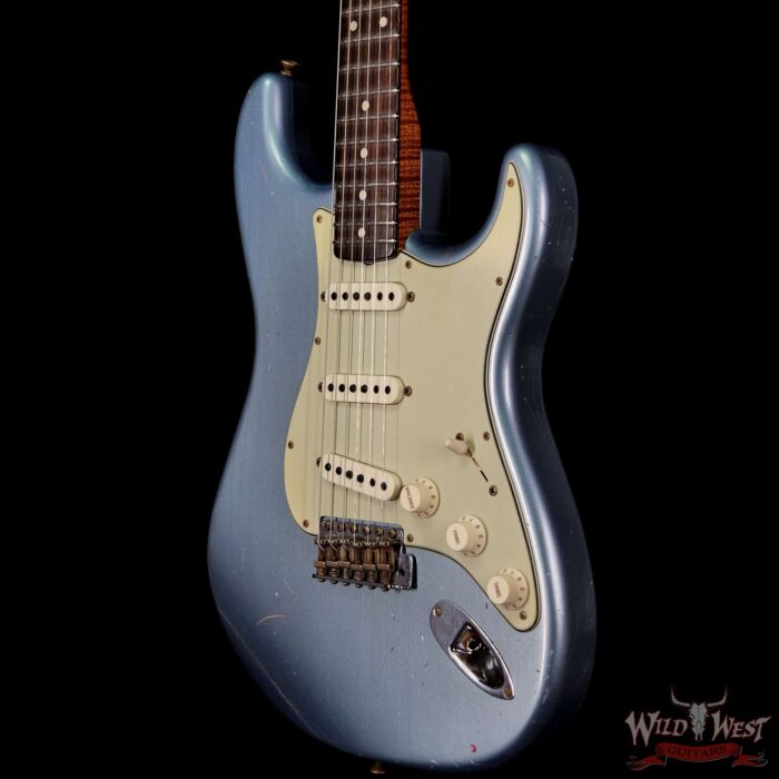 Fender Custom Shop Dennis Galuszka Masterbuilt Roasted 1959 Stratocaster Brazilian Rosewood Slab Board Hand-Wound PUs Journeyman Relic Aged Blue Ice Metallic - Image 2