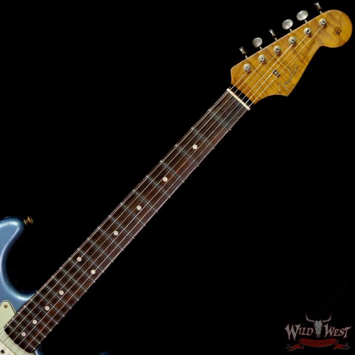 Fender Custom Shop Dennis Galuszka Masterbuilt Roasted 1959 Stratocaster Brazilian Rosewood Slab Board Hand-Wound PUs Journeyman Relic Aged Blue Ice Metallic - Image 4