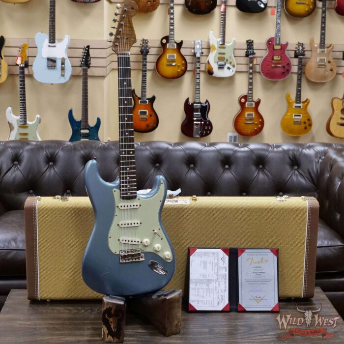 Fender Custom Shop Dennis Galuszka Masterbuilt Roasted 1959 Stratocaster Brazilian Rosewood Slab Board Hand-Wound PUs Journeyman Relic Aged Blue Ice Metallic - Image 6
