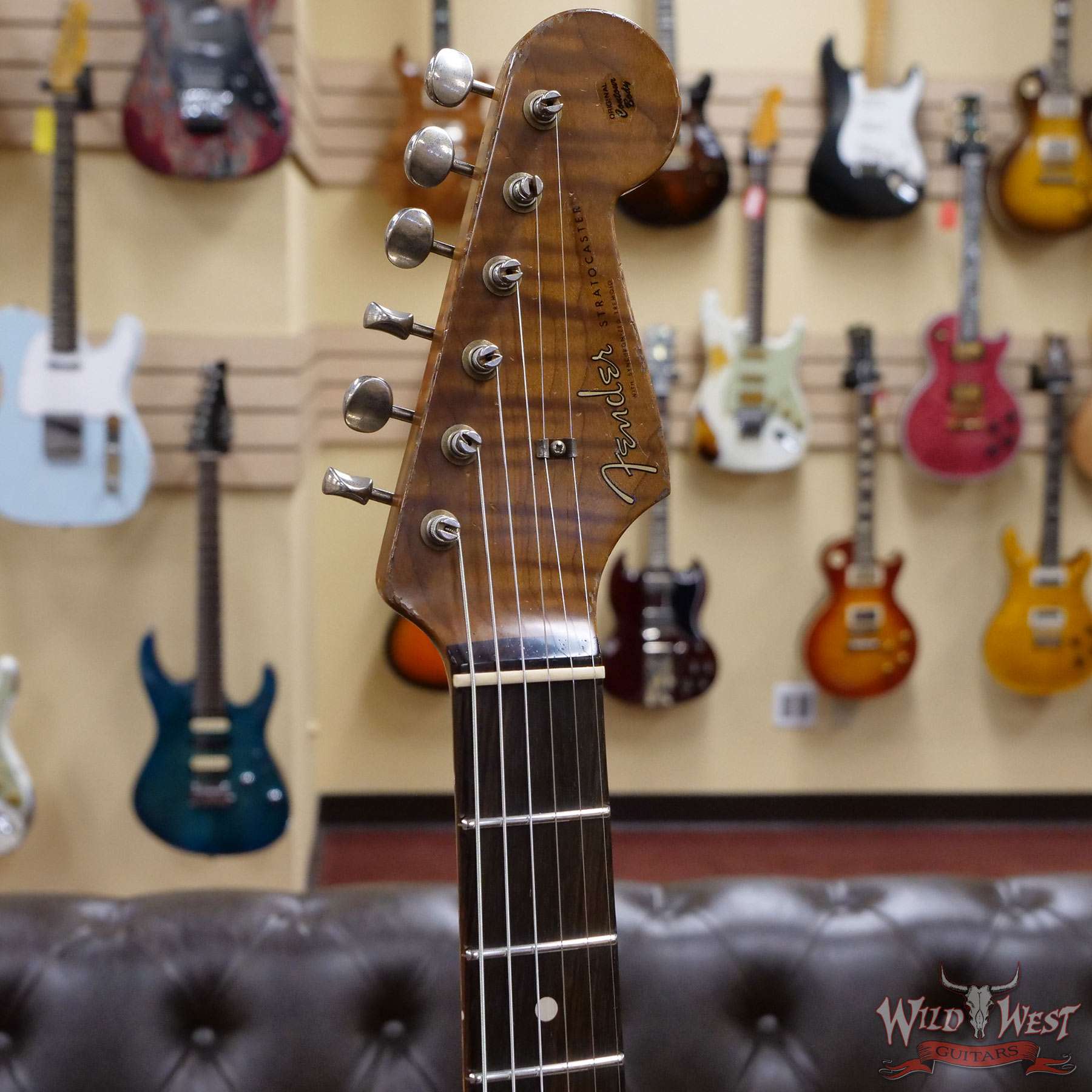 fendercs-mbdg-59stratbrz-r115533-d2__wwg.jpg Fender Custom Shop Dennis Galuszka Masterbuilt Roasted 1959 Stratocaster Brazilian Rosewood Slab Board Hand-Wound PUs Journeyman Relic Aged Blue Ice Metallic - Image 7