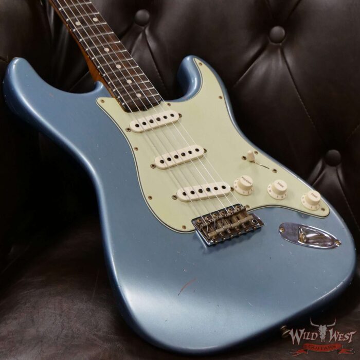 Fender Custom Shop Dennis Galuszka Masterbuilt Roasted 1959 Stratocaster Brazilian Rosewood Slab Board Hand-Wound PUs Journeyman Relic Aged Blue Ice Metallic - Image 8