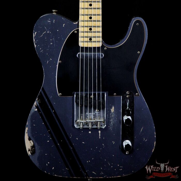 2020 NAMM Fender Custom Shop Dennis Galuszka Masterbuilt 1967 Telecaster Custom Relic Dark Lake Placid Blue w/ Competition Racing Stripe - Image 3