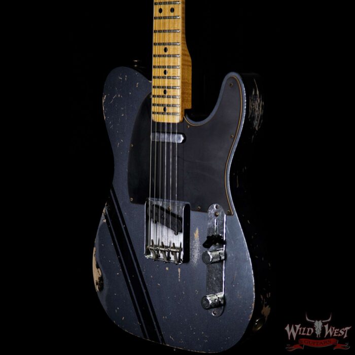 2020 NAMM Fender Custom Shop Dennis Galuszka Masterbuilt 1967 Telecaster Custom Relic Dark Lake Placid Blue w/ Competition Racing Stripe - Image 2