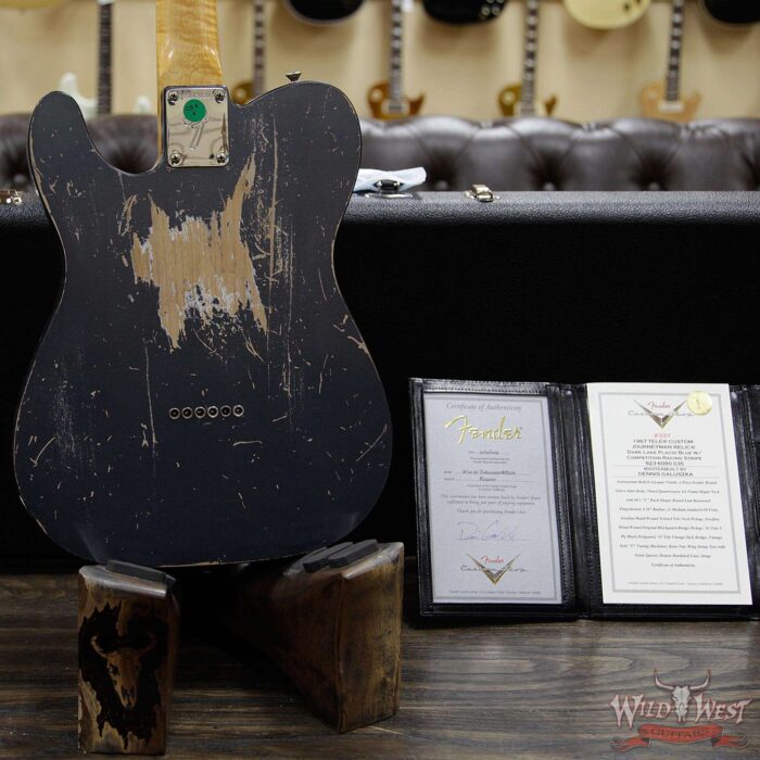 2020 NAMM Fender Custom Shop Dennis Galuszka Masterbuilt 1967 Telecaster Custom Relic Dark Lake Placid Blue w/ Competition Racing Stripe - Image 14