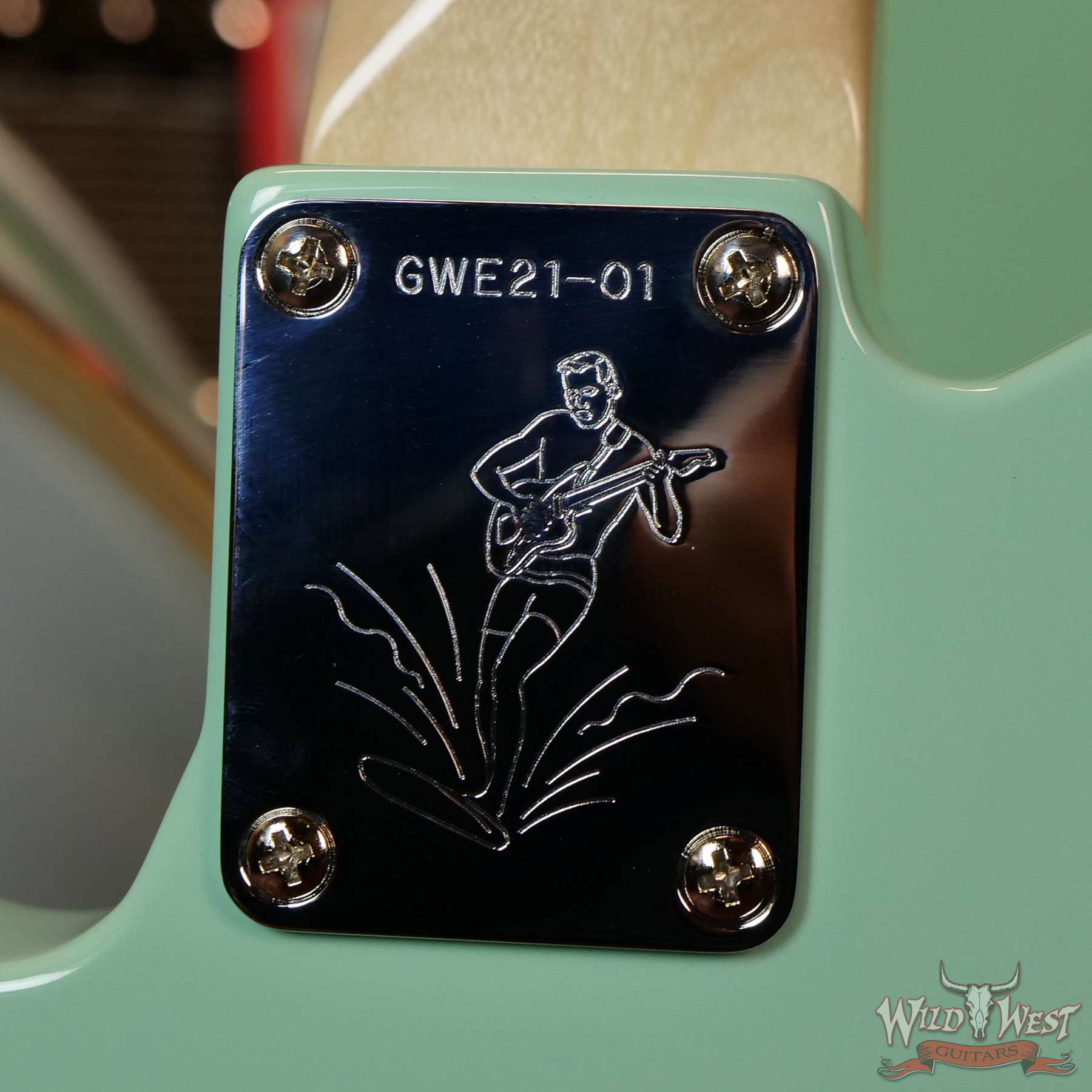 fendercs-mbdg-esq-gwe-21-01-d7__wwg.jpg Fender Custom Shop Envy Collection Dennis Galuszka 1963 Esquire NOS Josefina Hand-Wound Pickup Surf Green with Matching Custom Gretsch Broadkaster Drum Kit - Image 12