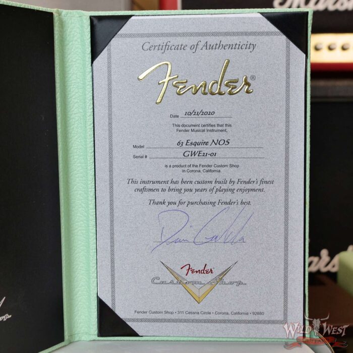 Fender Custom Shop Envy Collection Dennis Galuszka 1963 Esquire NOS Josefina Hand-Wound Pickup Surf Green with Matching Custom Gretsch Broadkaster Drum Kit - Image 13
