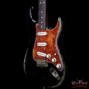 Fender Custom Shop Dale Wilson Masterbuilt 1960 Stratocaster Brazilian Rosewood Slab Board Heavy Relic Black - Image 2
