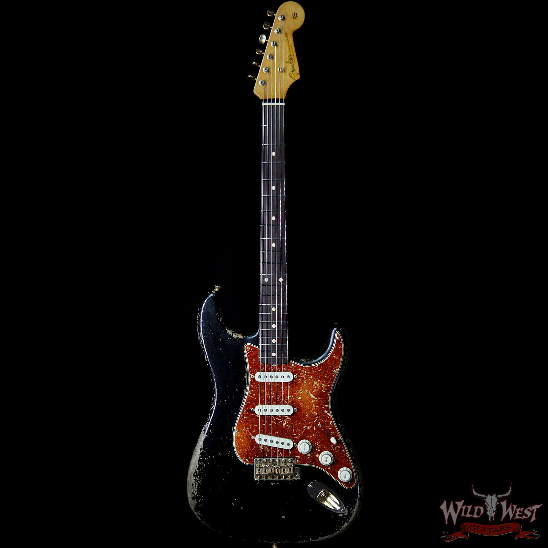 fendercs-mbdw-1960stratrelicbrz-black-cz537887-f__wwg.jpg Fender Custom Shop Dale Wilson Masterbuilt 1960 Stratocaster Brazilian Rosewood Slab Board Heavy Relic Black - Image 4