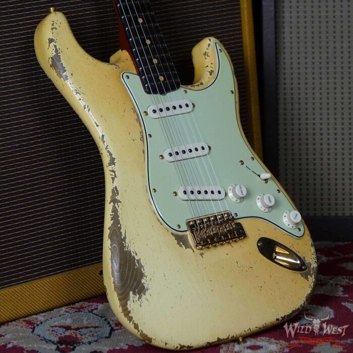Fender Custom Shop Dale Wilson Masterbuilt 1963 Stratocaster Heavy Relic Brazilian Rosewood Fingerboard Vintage White - Image 9