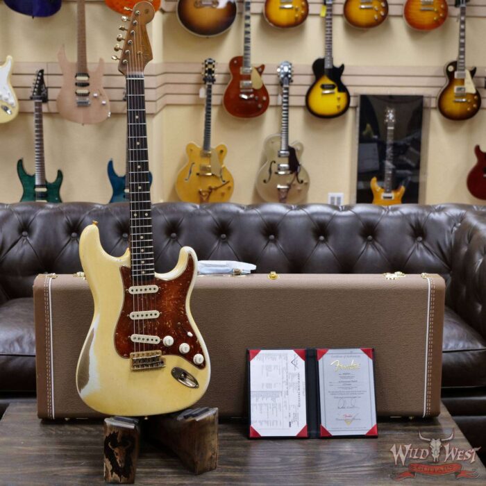Fender Custom Shop Dale Wilson Masterbuilt 1963 Stratocaster Brazilian Rosewood Slab Board Relic Vintage White - Image 6