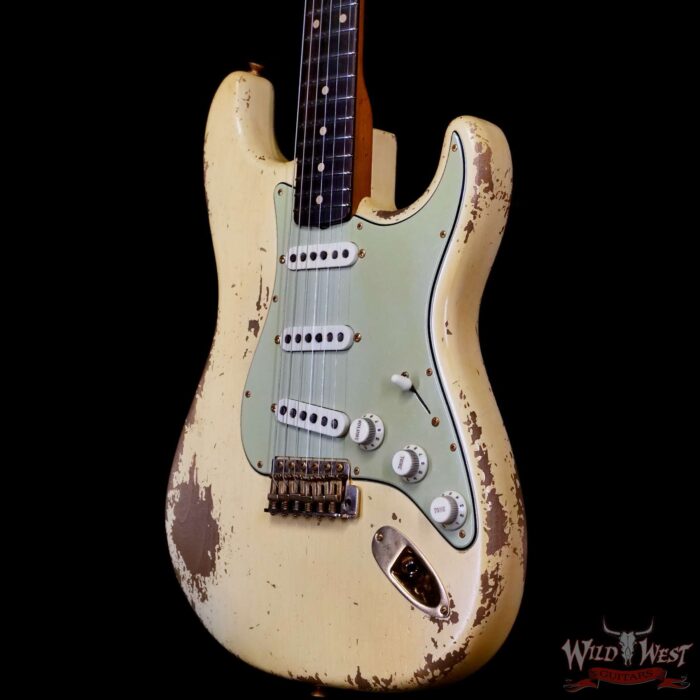 Fender Custom Shop Dale Wilson Masterbuilt 1961 Stratocaster Hand-Wound Pickups Brazilian Rosewood Fingerboard Relic Gold Hardware Vintage White 7.60 LBS (US Only / No International Shipping) - Image 2