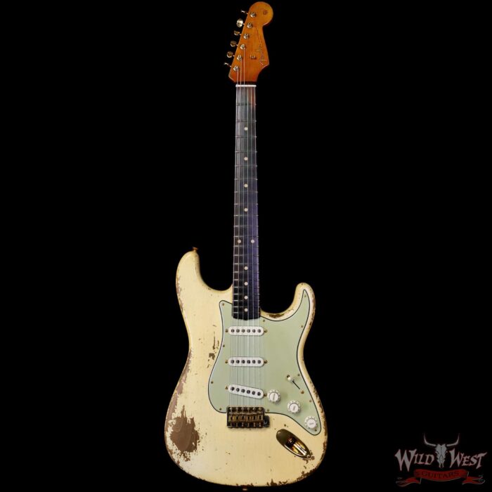 Fender Custom Shop Dale Wilson Masterbuilt 1961 Stratocaster Hand-Wound Pickups Brazilian Rosewood Fingerboard Relic Gold Hardware Vintage White 7.60 LBS (US Only / No International Shipping) - Image 3