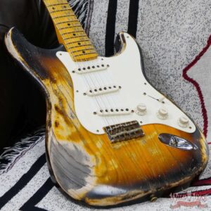 Fender Custom Shop Greg Fessler Masterbuilt 1955 Stratocaster Hardtail H/W Pickups Heavy Relic 2 Tone Sunburst 6.55 LBS - Image 8