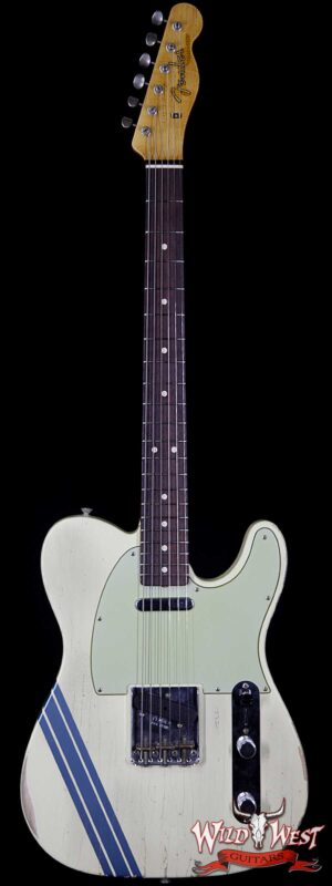2018 NAMM Fender Custom Shop Masterbuilt Greg Fessler 1963 Telecaster Relic with Blue Stripes Vintage White