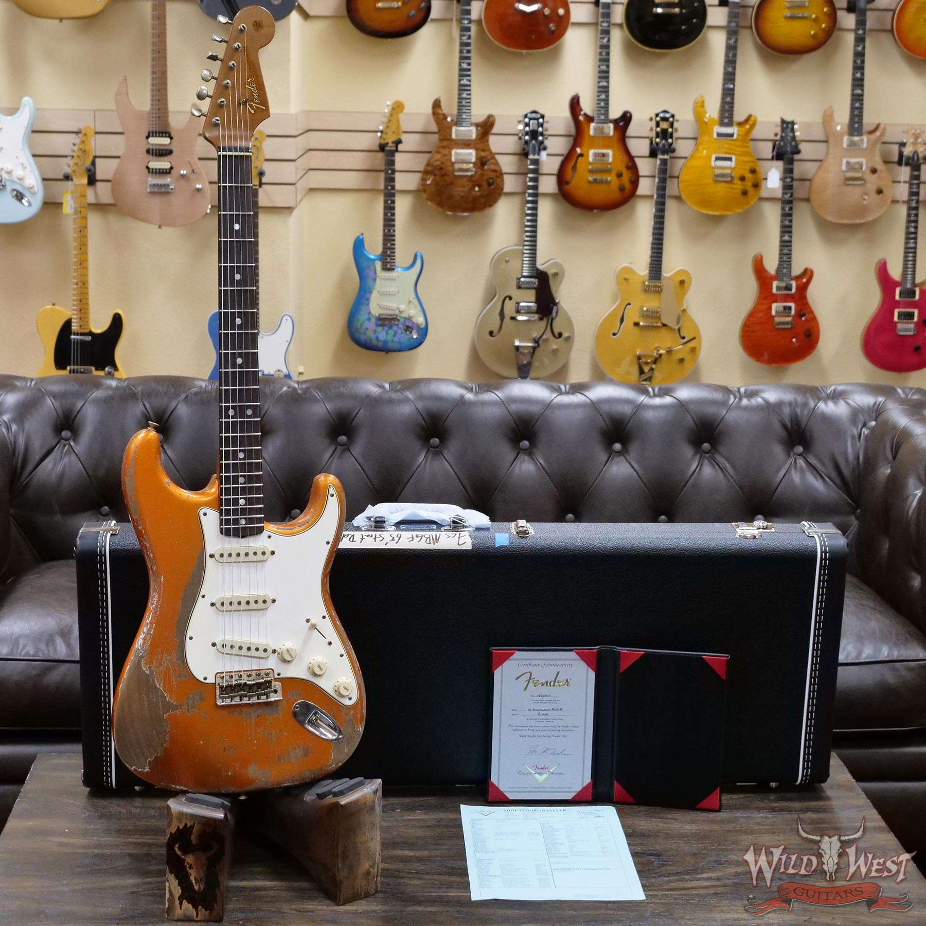 fendercs-mbgf-65strathr-ctg-r111411-d1__wwg.jpg Fender Custom Shop Greg Fessler Masterbuilt 1965 Roasted Stratocaster Josefina H/W Pickups Heavy Relic Candy Tangerine - Image 6