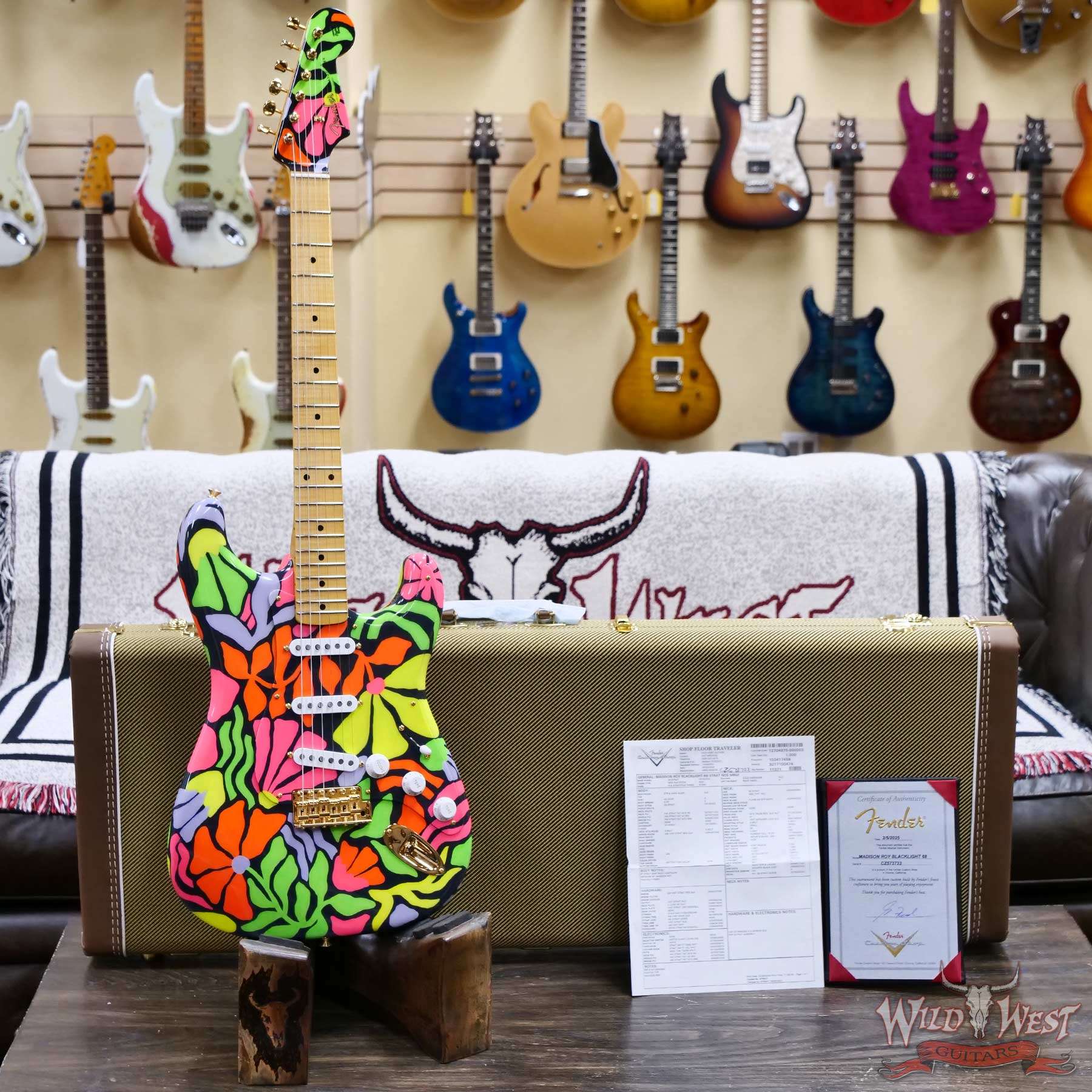 fendercs-mbgf-cz573723-d3__wwg.jpg Fender Custom Shop Greg Fessler Masterbuilt Blacklight 68 Stratocaster Flame Maple Neck Artwork Hand Painted by Madison Roy 7.95 LBS - Image 8